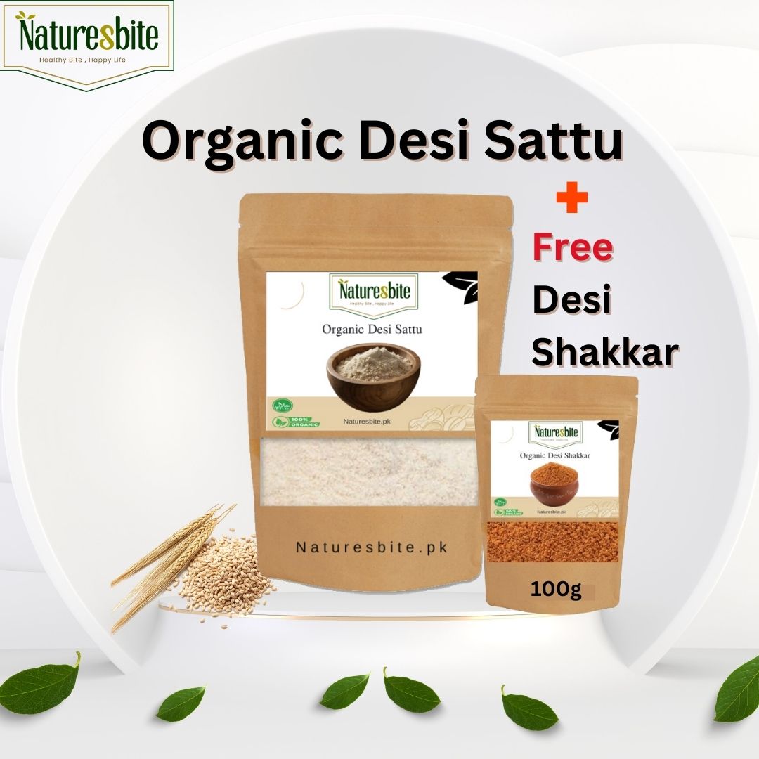 Organic Sattu (Barley - Jao) Powder + Free Desi Shakkar