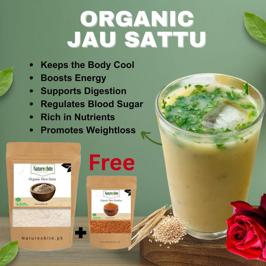 Organic Sattu (Barley - Jao) Powder + Free Desi Shakkar